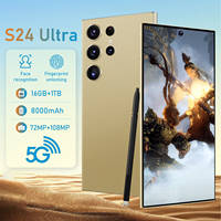 Teléfono Celular Inteligente S24 Ultra Dorado, Económico, al por Mayor en China, Deca Core, 108MP, 5G, AMOLED FHD, Doble SIM, Compatible con Inglés/Español/Francés