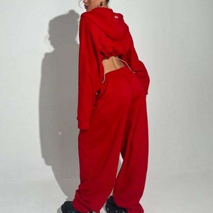 Conjunto Deportivo de Punto Personalizado para Mujer, Talla XS, Sudadera Corta Holgada con Cierre, Pantalones de Jogging, Letras Bordadas, Éxito de Ventas de Otoño - Product Image 2