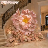 Desain Serbaguna Bunga Peony Tulle Pink Muda Raksasa untuk Dinding & Meja, Dekorasi Bunga Tulle Besar untuk Pernikahan Romantis