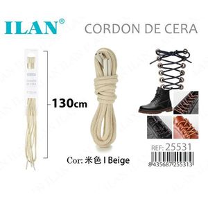 Lacci cerati Ilan 130 cm beige per stivali e scarpe - Product Image 3