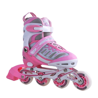 Patins à roulettes en ligne d'extérieur avec empeigne en maille TPU, semelle extérieure en PP adhésive, cadre en alliage d'aluminium réglable avec LED, pour enfants et adultes