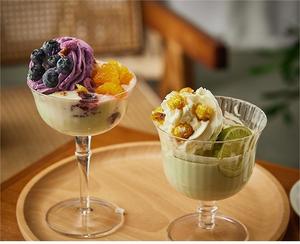 Ly Thủy Tinh Pha Lê Thủ Công Chân Cao Kẻ Sọc Dọc Bán Chạy Nhất Cốc Sữa Chua Pudding Tráng Miệng - Product Image 6