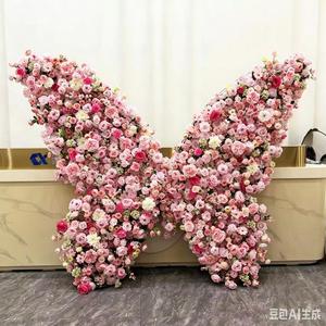 Handmade Mixed <b>Artificial</b> Flower Butterfly Wall Decor Festival Celebration Wedding Decoration Polyester High Simulation Reusable - Product Image 2