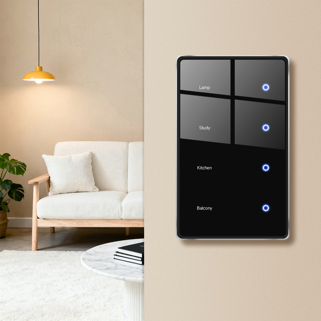 Zemismart Tuya Zigbee Light Switch DIY Name Switch with Display Screen Black Color Touch Panel Smart Home Products