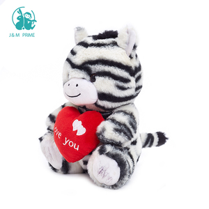 All'ingrosso carino Zebra peluche san valentino animali bambola con cuscino rosso cuore Custom PP cotone - Product Image 2