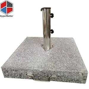 60kg, base de parapluie carrée en granit, plaque triangulaire solide, tube en acier inoxydable 304 #, marché de dubaï