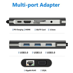 Station d'accueil multifonction 10 en 1 Type C vers HDTV, hub USB C avec VGA, RJ45, lecteur de cartes SD/TF, audio, PD pour ordinateur portable, iPhone 16/15, <span class=keywords><strong>MacBook</strong></span> - Product Image 4