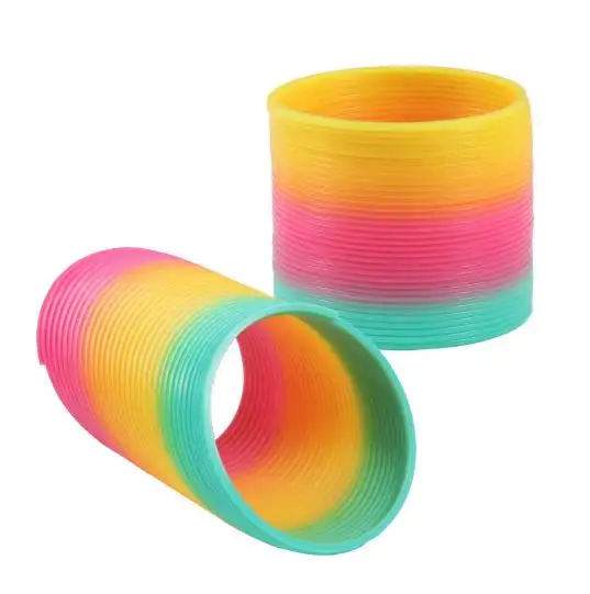 Hadiah Anak-anak Murah Mainan Fidget Mainan Anak-anak Kecil/Ukuran Besar Plastik Ajaib Musim Semi Mainan Slinkys Koil Pelangi Mainan Spring