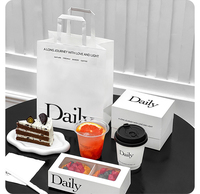 Ensemble d'emballages personnalisés en gros pour boulangerie : boîte en papier avec fenêtre transparente pour sacs d'emballage à emporter et boîtes à gobelets pour boulangeries et cafés