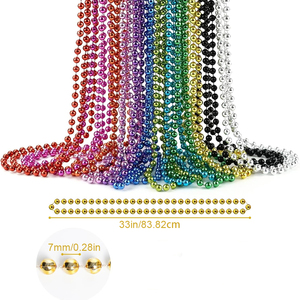 Collares coloridos con cuentas de 33 pulgadas, collar de cuentas de <span class=keywords><strong>Mardi</strong></span> <span class=keywords><strong>Gras</strong></span> para disfraz de <span class=keywords><strong>Mardi</strong></span> <span class=keywords><strong>Gras</strong></span>, decoración del Día de Patricio, favores de fiesta de cumpleaños - Product Image 3