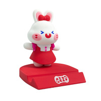 Dessin animé personnalisé PVC caoutchouc souple support pour téléphone portable poupée stéréoscopique mignonne boîte aveugle de voiture cadeau de bureau promotionnel