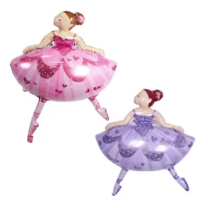 芭蕾女孩铝箔气球儿童生日派对婚礼装饰儿童玩具公主气球批发
