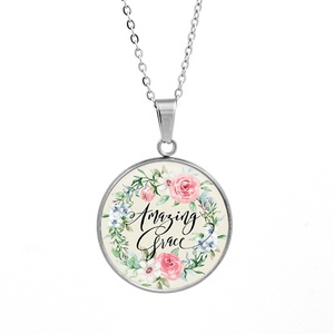 Inspirational Christian Đức Tin Kinh Thánh Câu Thép Không Gỉ Glass Dome Mặt Dây Chuyền Thư Hình Thánh Quote Trang Sức Năm Mới Của - Product Image 5