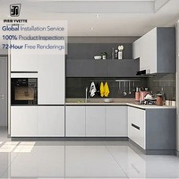Meuble de cuisine modulaire intelligent de luxe, moderne, ignifuge, durable, imperméable, personnalisable, avec panneau de porte en placage et bois écologique