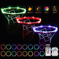 Décoration extérieure, 17 couleurs changeantes, étanche, super lumineux, lumières LED RGB en plastique pour panier de basket, télécommande 32 touches