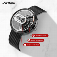 Montre à quartz pour homme Sinobi en acier inoxydable, bracelet de 20 mm, cadran de 44 mm, mouvement SEIKO, résistante à l'eau, mode luxe