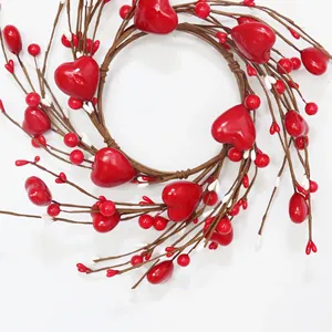 Nuevo Anillo <span class=keywords><strong>de</strong></span> Corazones Rojos para el Día <span class=keywords><strong>de</strong></span> San Valentín y el Día <span class=keywords><strong>de</strong></span> la Madre, Candelabro, Decoración <span class=keywords><strong>de</strong></span> Mesa, Guirnalda Decorativa para Puerta o Pared - Product Image 5