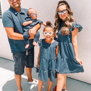 Fashion hot selling women fashion parent-child family matching solid color family look family matching outfits