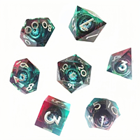 Feeron D&D Liquid Ring Modern, ensemble de dés polyédriques en résine durable de 7 pièces, comprenant un gobelet à dés et une boîte, cadeau pour adultes