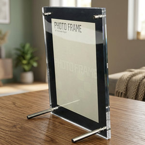 DPP PH0012 <b>Acrylic</b> Photo Frame Rectangular Vertical Tabletop Shatterproof Stainless Steel Stand - Product Image 4