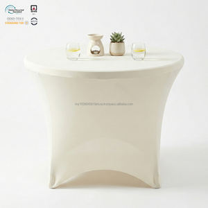 Housse de table extensible en spandex blanc sur mesure de 6 pieds pour présentation promotionnelle - Product Image 1