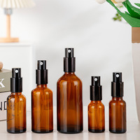 Flacon pulvérisateur en verre ambré brun de 10 ml, 15 ml, 20 ml, 30 ml, 50 ml, 100 ml pour cosmétiques, soins capillaires, tonique, lotion, crème solaire, brume fine