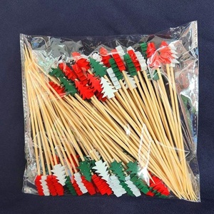 High Quality Christmas Fruit Skewer Sticks Disposable Bamboo Wooden Skewers Xmas Tree Elk Santa Decorative <b>Toothpicks</b> - Product Image 6