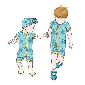 Tutina Estiva per Bambini Little Glow Kid con Cerniera Bidirezionale in Bambù, Maniche Corte, per Bambini e Ragazzi - Product Image 2