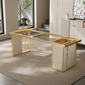 Stainless Steel And Leather Table Legs Marble Tea Table Base Stone Slab Frame For Dining Table - Product Image 2