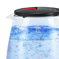 HALEY 1500W Transparent 2L Base Pivotante 360° en Verre Bouilloire Intelligente pour Thé et Eau Chaude