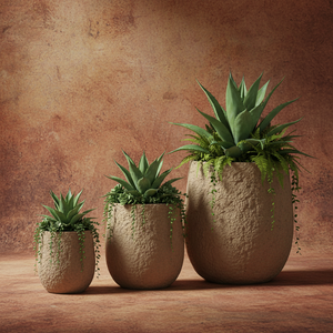 Vente en gros directe d'usine, pots à fleurs ronds en <span class=keywords><strong>fibre</strong></span> <span class=keywords><strong>de</strong></span> verre <span class=keywords><strong>de</strong></span> haute qualité, finition simple avec texture <span class=keywords><strong>de</strong></span> <span class=keywords><strong>terre</strong></span> battue - Product Image 3