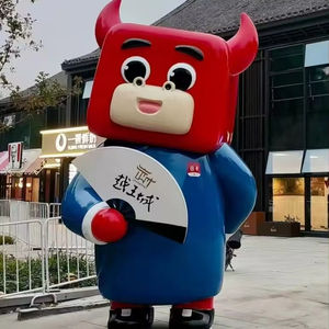 Sculpture de mascotte animale en FRP OEM, faite à la main, résistante aux intempéries, statue de taureau géant de dessin animé pour les espaces publics, les magasins de détail et les expositions - Product Image 1