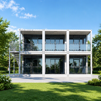 Maison Modulaire Conteneurisée à 2 Étages à Bas Prix, Mur en Verre, Structure en Acier Moderne, Appartement Préfabriqué Compact, Salon, École