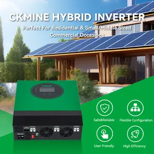 CKMINE hibrid güneş inverteri 6kW 6000W 48V MPPT ALL in One güç DC AC 220V tek fazlı kapalı ızgara ev UPS sistemi ile