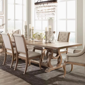 Thiết Kế Đơn Giản Phong Cách Mỹ Đồ Nội Thất Nhà Mộc Mạc Nhà Bếp Bàn Ăn Đặt 6 Chỗ Ngồi Bằng Gỗ Bàn Ăn Và Ghế Đặt - Product Image 2