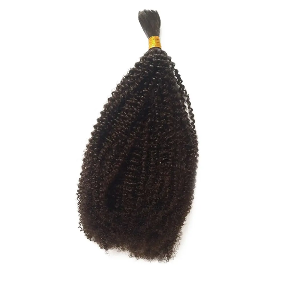 Cabelo humano remy virgem cru não processado 10A, cabelo malaio encaracolado afro, sem trama, natural 1b