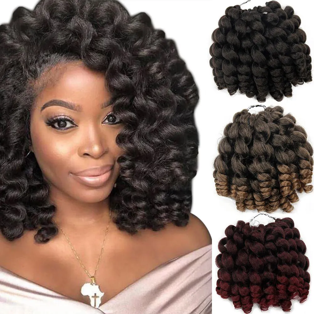 Jamaican Bounce Crochet Hair Ombre Jumpy Wand Curl Synthetic Braiding Curly Crochet Braid Twist Hair Extensions 8" Blonde Hair