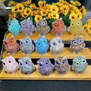 卸売り天然高品質クリスタルクラフト樹脂フクロウクリスタル彫刻瞑想用 - Product Image 1