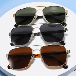 Lunettes de soleil de luxe pour hommes, monture carrée en métal, branches en acétate, protection UV400, polarisées, pour la conduite, type 3, verres TAC - Product Image 3