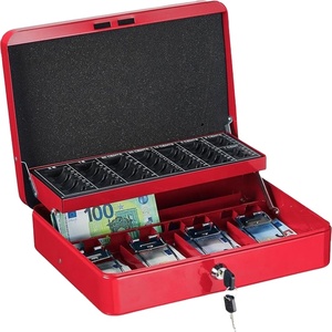 กล่องล็อคโลหะ2ชั้นปลอดภัยเหล็กจัดระเบียบกุญแจเงินสดฝาปิดล็อคได้ - Product Image 1