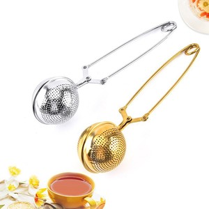 Gold <b>Tea</b> <b>Infuser</b> Stainless Steel Round Ball With Clip <b>For</b> Brewing <b>Tea</b> Sets Polished Finish 304 Material - Product Image 4