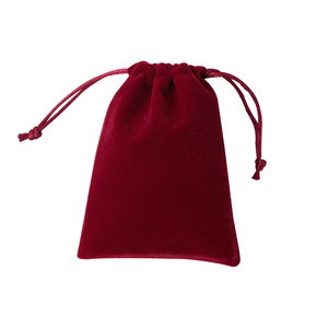 Bolsas de tela de felpa color rojo vino con cordón para guardar y empaquetar regalos de joyería, pequeñas, rectangulares, con opción de impresión. - Product Image 4