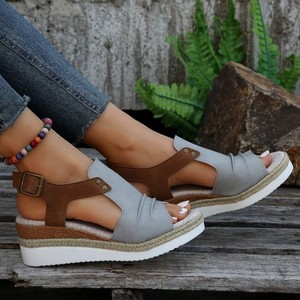 <span class=keywords><strong>Sandalias</strong></span> de Verano Casuales con Punta Abierta y <span class=keywords><strong>Plataforma</strong></span> de Cuña de Cáñamo para Mujer, Nuevas, para Uso en Exteriores y Playa, Tallas Grandes - Product Image 6