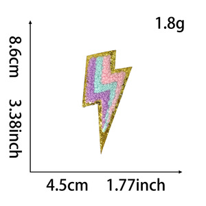 Patch en chenille thermocollant style lettre en feutre pailleté, motif éclair, pour vêtements et chapeaux, prix usine, vente en gros - Product Image 4