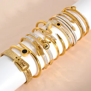 Wholesale Custom 18k Gold Plated Stainless Steel Bijoux Acier Inoxydable bracelets for woman