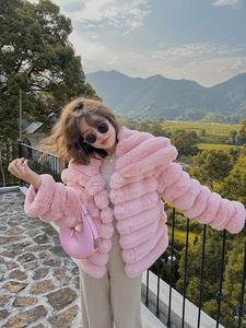 Manteaux grande taille blazer Femme Chic Manteau Hiver vestes en cuir véritable pour dames manteau de fourrure de lapin à la mode - Product Image 4