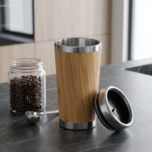 Customized eco-friendly <b>bamboo</b>-pattern stainless steel vacuum insulated cup as promotional gift - Product Image 5