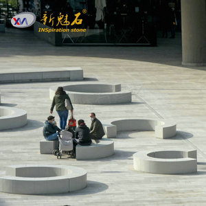 Nuevos Materiales de Construcción de Piedra, Banco de Piedra GRC, Silla Redonda Gris, Muebles para Interiores y Exteriores, Muebles para Centros Comerciales, Hechos a Medida - Product Image 4