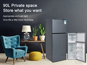 Mini réfrigérateur-congélateur électrique à double porte 90L, vente d'usine, portable, R600a, électroménager écoénergétique pour la maison et l'hôtel - Product Image 5