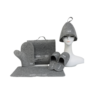 Negro RPET FELT Gris claro Rusia Cool Útil Personalizado Fieltro Lana Sauna Bolsa Set - Product Image 6